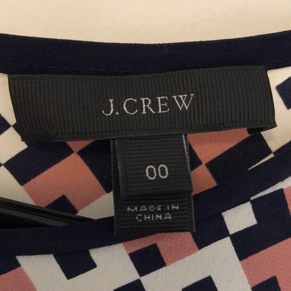 J.Crew Elegant Geometric Pattern 100% Silk Crew Neck Top - Picture 2 of 8